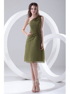 Chiffon Asymmetrical Column Knee-Length Cocktail Dress