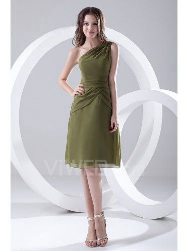 Chiffon Asymmetrical Column Knee-Length Cocktail Dress