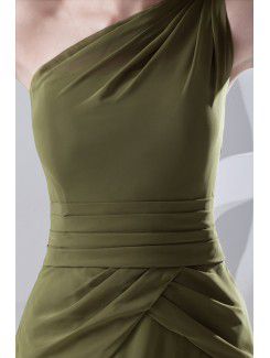 Chiffon Asymmetrical Column Knee-Length Cocktail Dress