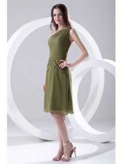 Chiffon Asymmetrical Column Knee-Length Cocktail Dress