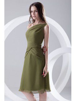 Chiffon Asymmetrical Column Knee-Length Cocktail Dress