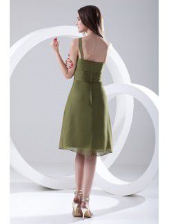 Chiffon Asymmetrical Column Knee-Length Cocktail Dress