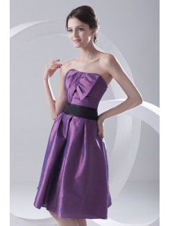 Taffeta Scoop A-line Knee-Length Sash Cocktail Dress