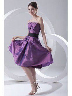 Taffeta Scoop A-line Knee-Length Sash Cocktail Dress