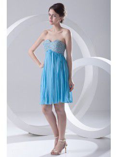 Chiffon Sweetheart Empire line Short Sequins Prom Dress