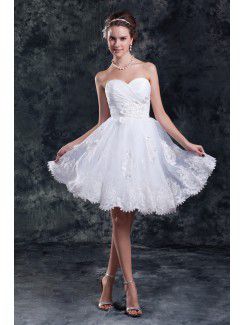 Organza Sweetheart Knee Length Sheath Embroidered Short Wedding Dress