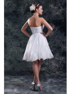 Organza Sweetheart Knee Length Sheath Embroidered Short Wedding Dress