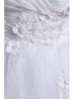 Organza Sweetheart Knee Length Sheath Embroidered Short Wedding Dress