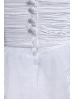 Organza Sweetheart Knee Length Sheath Embroidered Short Wedding Dress