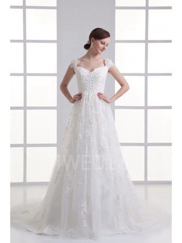 Organza gaine de train de champ mancherons robe de mariée