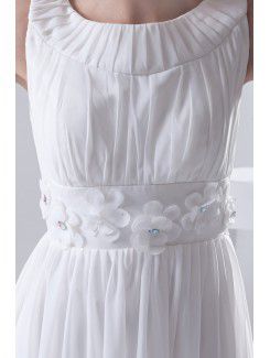 Chiffon Jewel A-line Tea-Length Embroidered Cocktail Dress