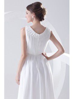 Chiffon Jewel A-line Tea-Length Embroidered Cocktail Dress