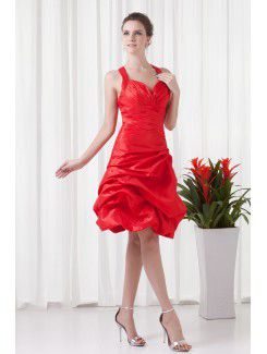 Taffeta Halter Sheath Knee-Length Cocktail Dress