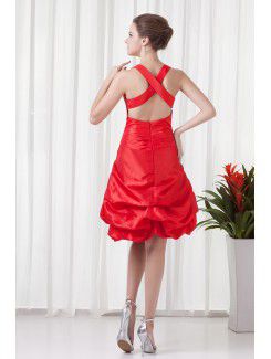 Taffeta Halter Sheath Knee-Length Cocktail Dress