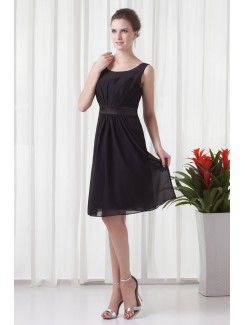 Chiffon Scoop Column Knee-Length Sash Cocktail Dress