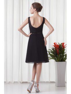 Chiffon Scoop Column Knee-Length Sash Cocktail Dress