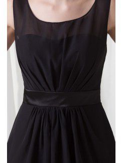 Chiffon Scoop Column Knee-Length Sash Cocktail Dress