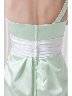 Satin One Shoulder Sheath Short Sash Cocktail Dress