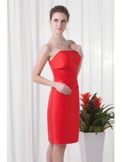 Satin Strapless Sheath Knee-Length Cocktail Dress