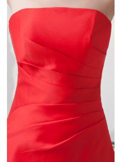 Satin Strapless Sheath Knee-Length Cocktail Dress