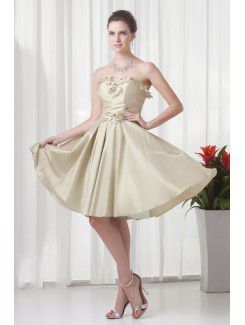 Taffeta Sweetheart Corset Knee-Length Embroidered Cocktail Dress