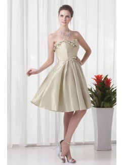 Taffeta Sweetheart Corset Knee-Length Embroidered Cocktail Dress