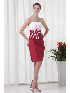 Satin Strapless Sheath Cocktail Dress