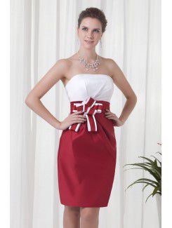 Satin Strapless Sheath Cocktail Dress