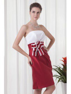 Satin Strapless Sheath Cocktail Dress