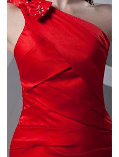 Satin Asymmetrical Sheath Short Bow Cocktail Dress