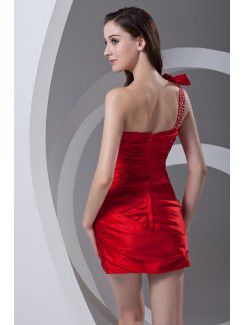 Satin Asymmetrical Sheath Short Bow Cocktail Dress