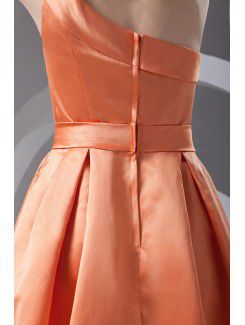 Satin Asymmetrical A-line Knee Length Sash Cocktail Dress