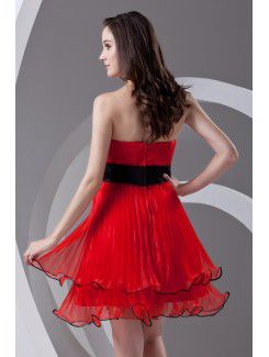 Organza Strapless A-line Knee Length Sash Cocktail Dress