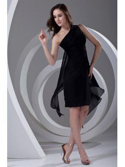 Chiffon Asymmetrical Sheath Knee Length Cocktail Dress