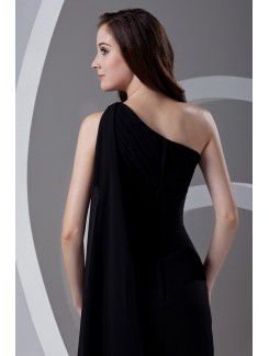 Chiffon Asymmetrical Sheath Knee Length Cocktail Dress