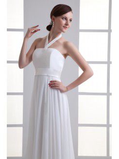 Chiffon Halter Column Floor Length Wedding Dress