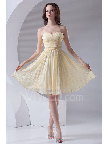 Chiffon Sweetheart Corset Knee Length Cocktail Dress