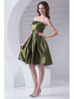 Taffeta Strapless A-line Knee Length Cocktail Dress