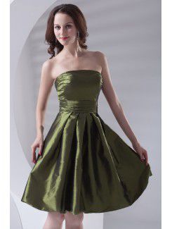 Taffeta Strapless A-line Knee Length Cocktail Dress