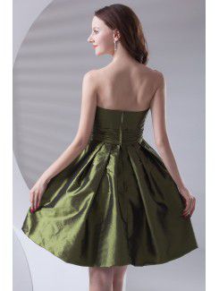 Taffeta Strapless A-line Knee Length Cocktail Dress