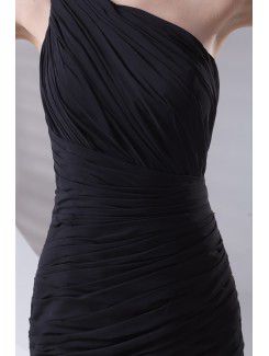 Chiffon Asymmetrical Sheath Short Directionally Ruched Cocktail Dress