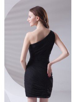 Chiffon Asymmetrical Sheath Short Directionally Ruched Cocktail Dress