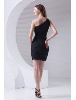 Chiffon Asymmetrical Sheath Short Directionally Ruched Cocktail Dress