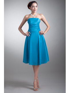 Taffeta Strapless Knee Length A-line Cocktail Dress