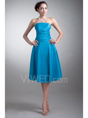 Taffeta Strapless Knee Length A-line Cocktail Dress