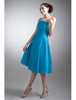 Taffeta Strapless Knee Length A-line Cocktail Dress