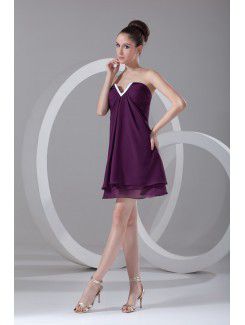 Chiffon V-Neck Short Column Cocktail Dress