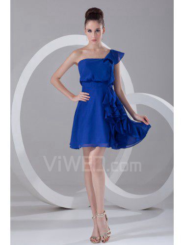 Chiffon vestido de cocktail curto coluna strapless