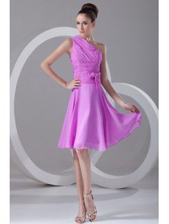 Chiffon Asymmetrical Knee Length Corset Cocktail Dress