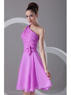 Chiffon Asymmetrical Knee Length Corset Cocktail Dress